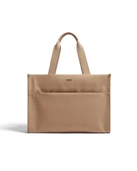 Ermenegildo Zegna E/W Tote Bag aus Baumwolle und Leder in Dunkelbeige Dunkelbeige