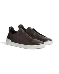 Ermenegildo Zegna Triple Stitch SECONDSKIN Sneaker in Dunkelbraun Dunkelbraun