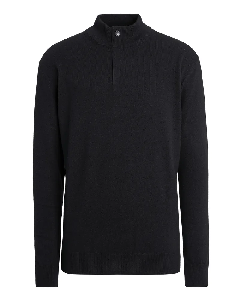 Ermenegildo Zegna Pullover aus Oasi Cashmere mit Stehkragen und Reißverschluss in Schwarz Schwarz