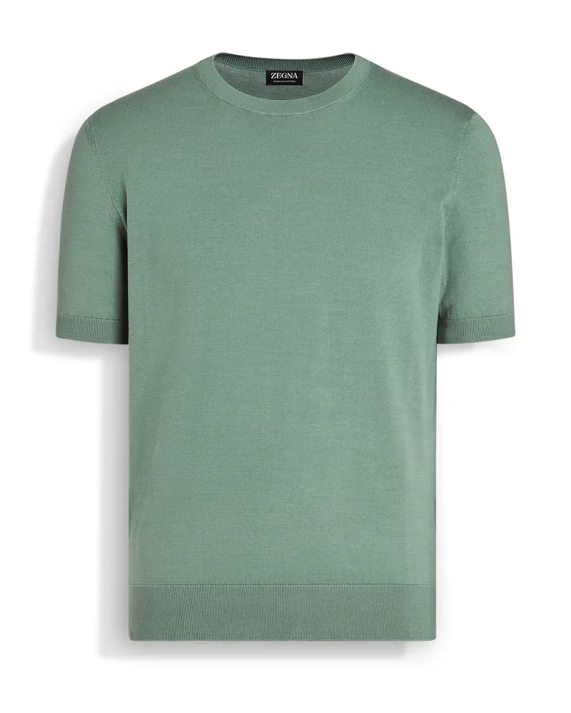 Ermenegildo Zegna T-Shirt aus Premium Cotton in Salbeigrün Salbeigrün