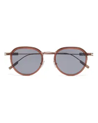 Ermenegildo Zegna Sonnenbrille aus Metall und Acetat in transparentem Braun Transparentes