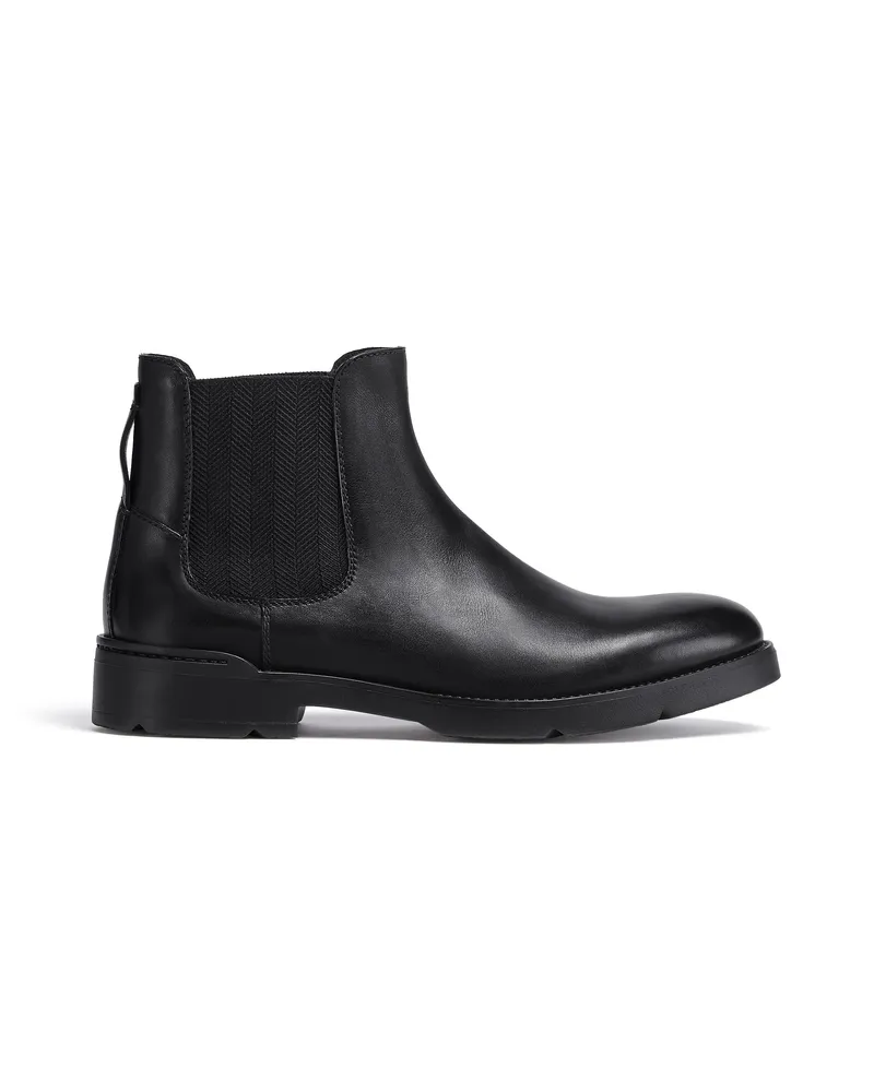 Ermenegildo Zegna Cortina Chelsea-Stiefel Aus Handgeschliffenem Leder In Schwarz Schwarz