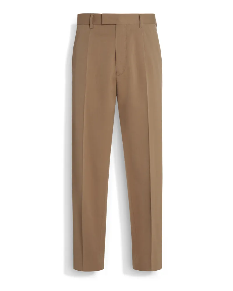 Ermenegildo Zegna Hose aus Baumwolle und Wolle in Dunkelbeige Dunkelbeige