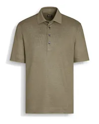 Ermenegildo Zegna Poloshirt aus Leinen in Olivgrün Olivgrün