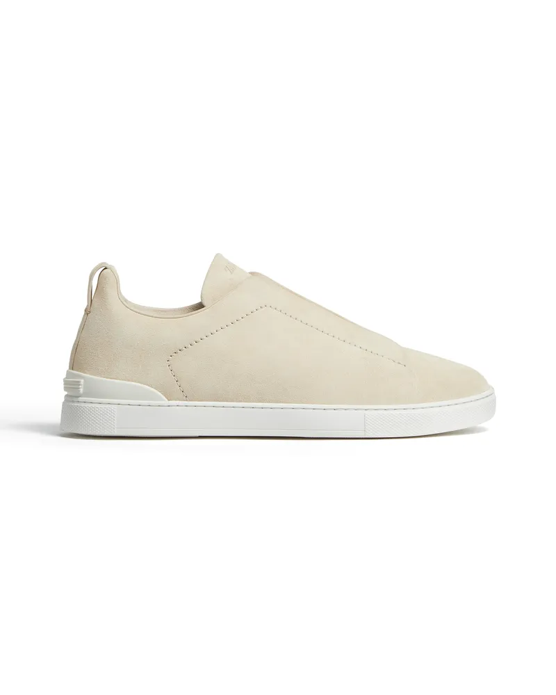 Ermenegildo Zegna Triple Stitch Sneaker aus Wildleder in hellem Creme Helles