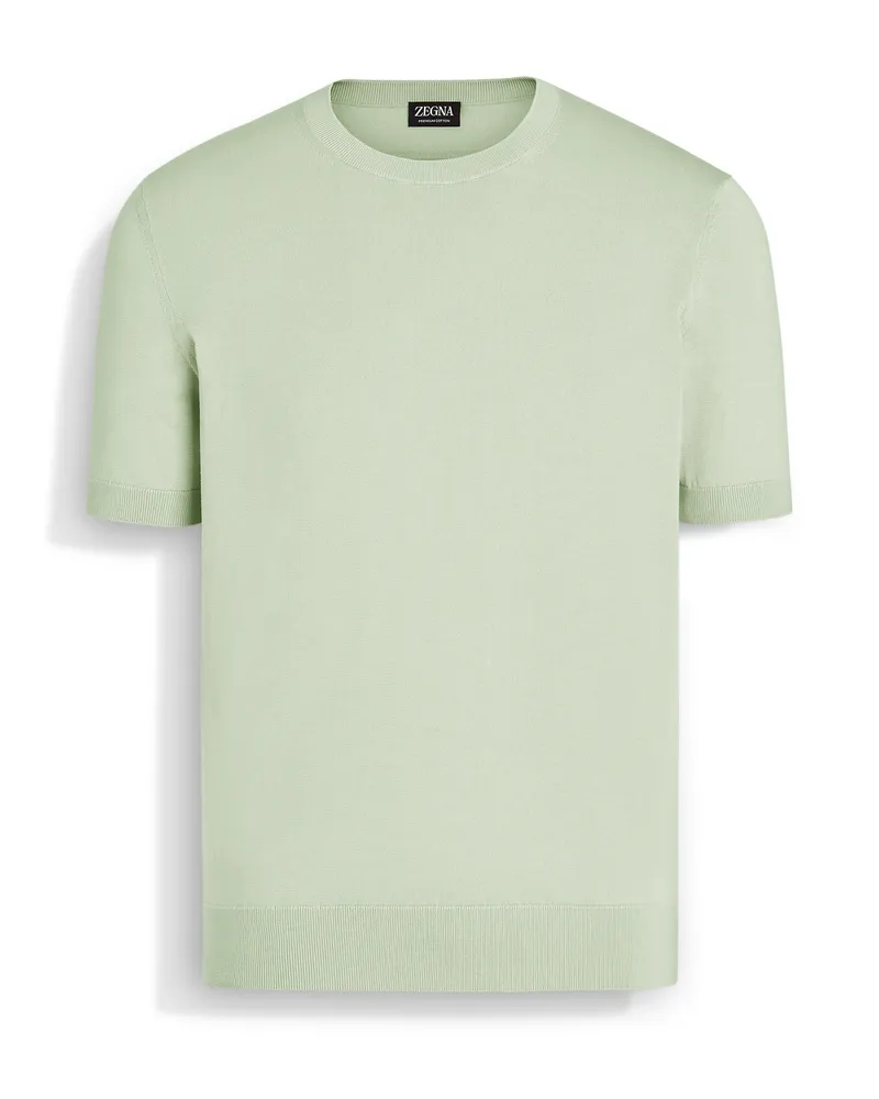 Ermenegildo Zegna T-Shirt aus Premium Cotton in hellem Aqua-Grün Helles