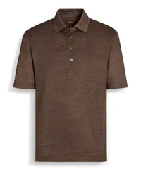 Ermenegildo Zegna Poloshirt aus Leinen in Tobacco Tobacco