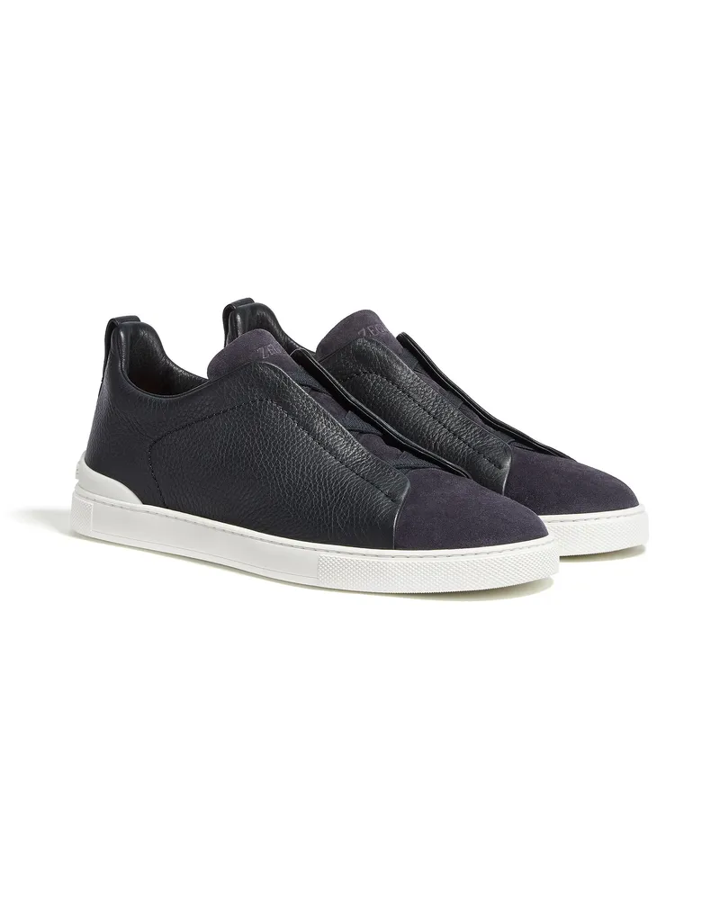 Ermenegildo Zegna Triple Stitch Sneaker aus Leder und Wildleder in Marineblau Marineblau