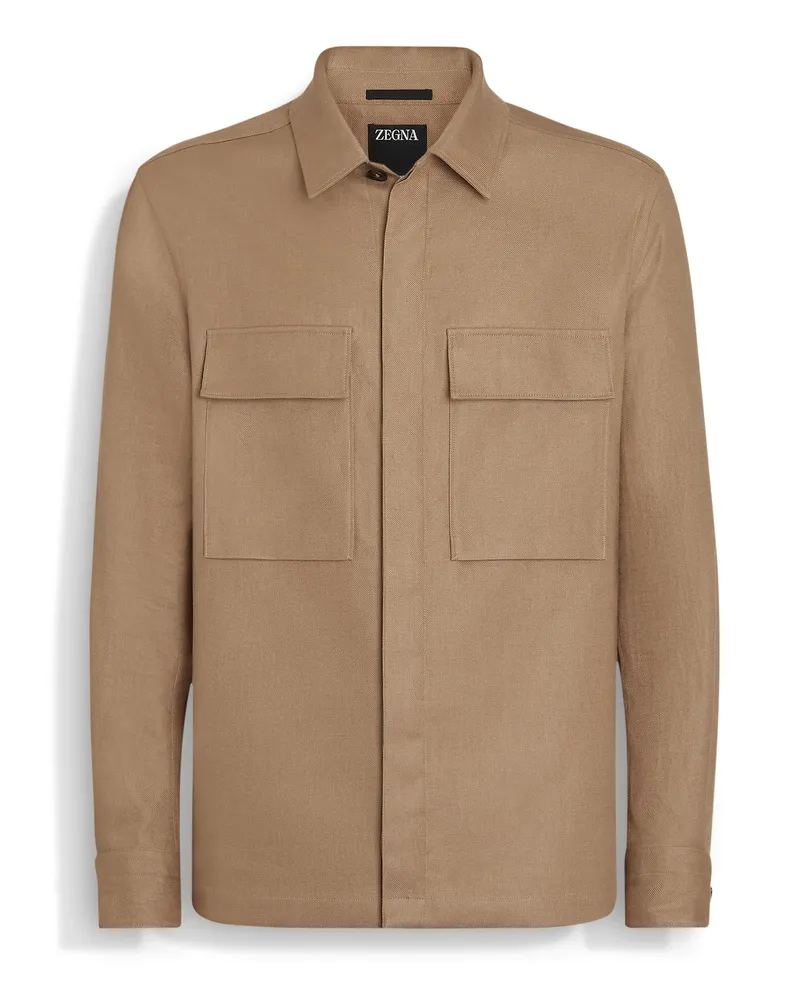 Ermenegildo Zegna Hemdjacke aus Oasi Lino Dunkelbeige