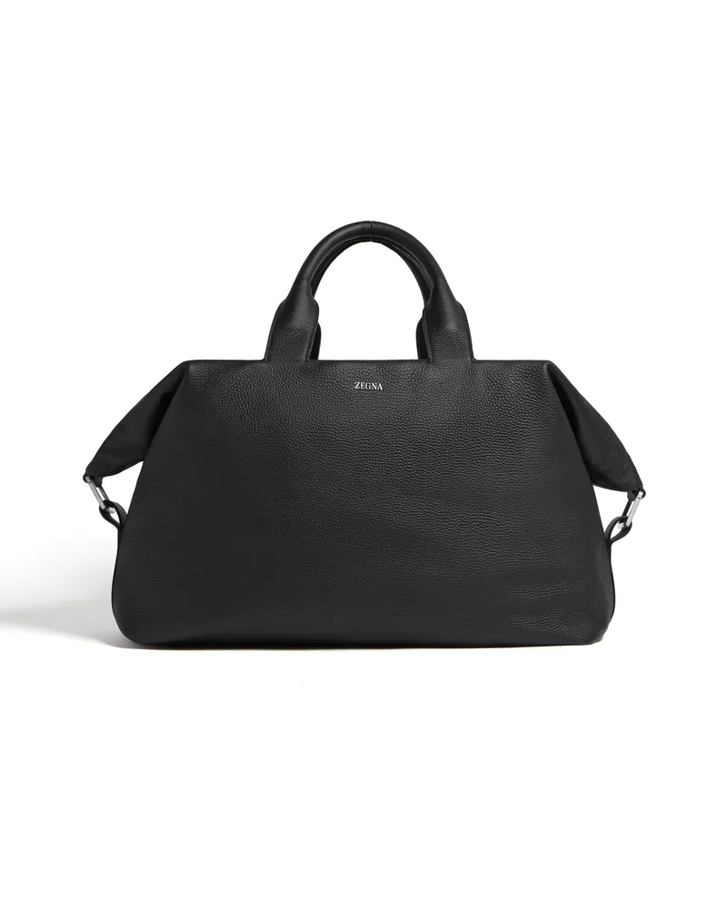 Ermenegildo Zegna Raglan Reisetasche aus Hirschleder in Schwarz Schwarz