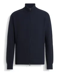 Ermenegildo Zegna Cardigan aus Cashseta mit durchgehendem Reißverschluss in Marineblau Marineblau