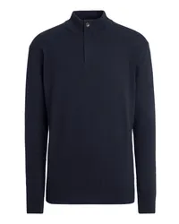 Ermenegildo Zegna Pullover aus Oasi Cashmere mit Stehkragen und Reißverschluss in meliertem Marineblau Meliertes