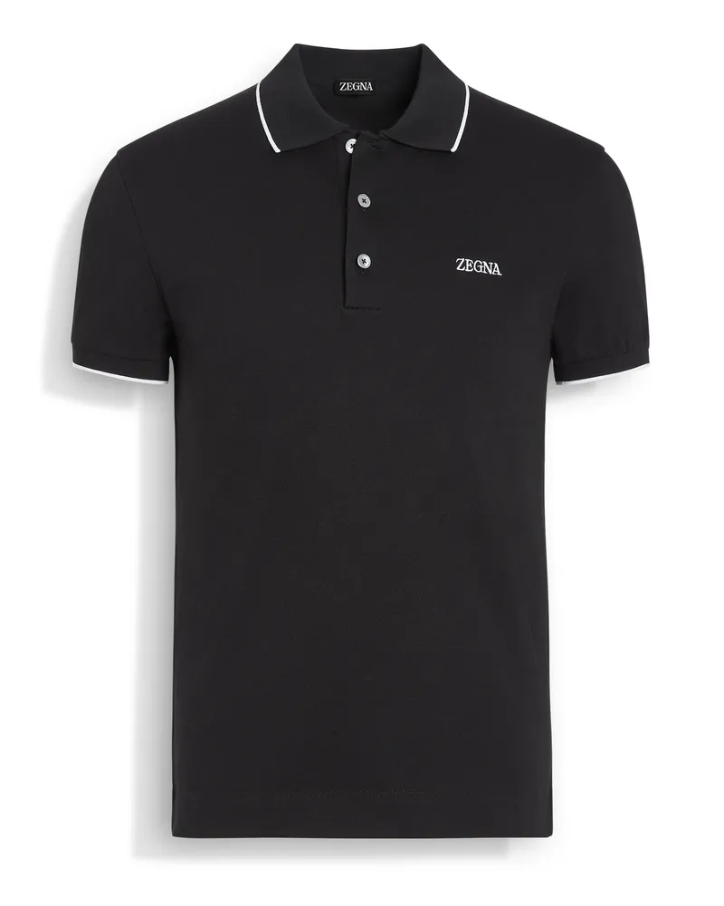 Ermenegildo Zegna Poloshirt aus Stretch-Baumwolle in Schwarz Schwarz