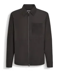 Ermenegildo Zegna SECONDSKIN Hemdjacke aus Nubukleder Dunkelbraun