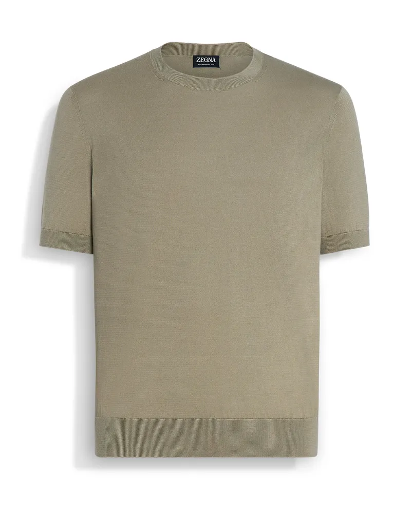 Ermenegildo Zegna T-Shirt aus Premium Cotton in Olivgrün Olivgrün