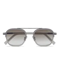 Ermenegildo Zegna Orizzonte I Sonnenbrille aus transparentem, grauem Acetat und Metall Grau