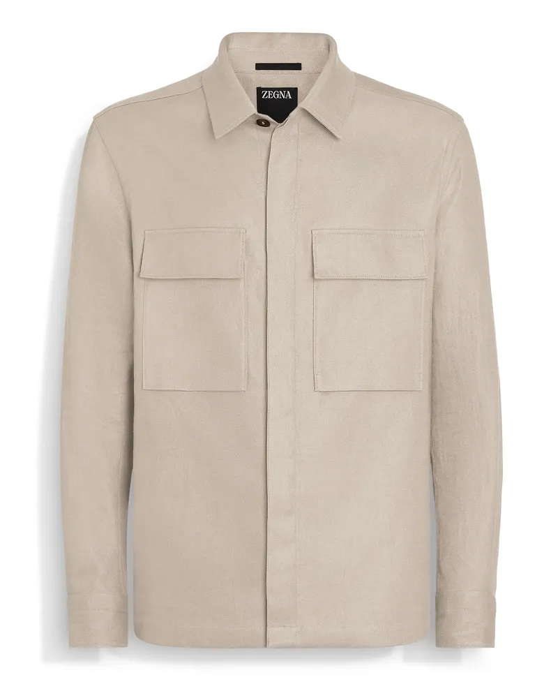 Ermenegildo Zegna Hemdjacke aus Oasi Lino Hellbeige