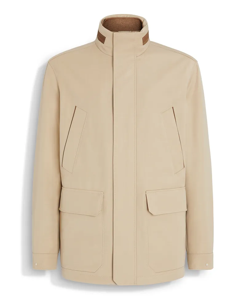 Ermenegildo Zegna Car Coat aus Wolle, Mohair und Seide Hellbeige