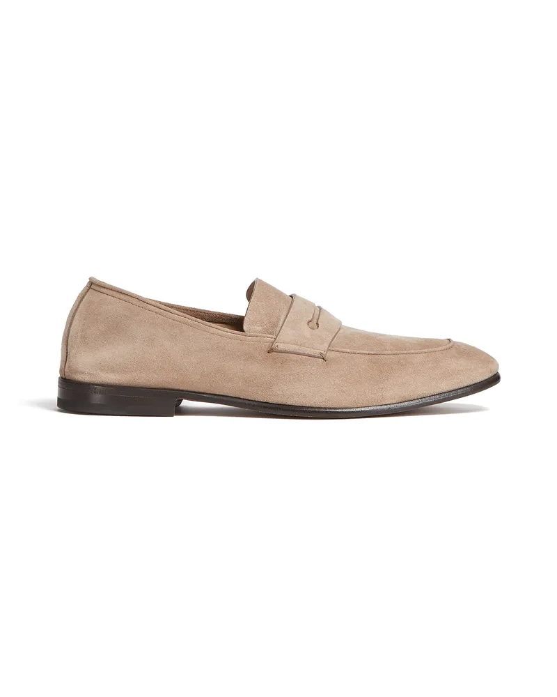 Ermenegildo Zegna L‘Asola Loafer aus Wildleder in Hellbeige Hellbeige