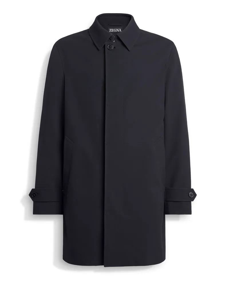 Ermenegildo Zegna Trenchcoat aus Trofeo Elements Wolle Marineblau