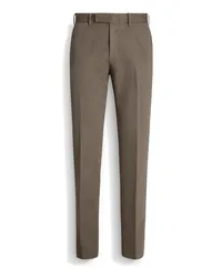 Ermenegildo Zegna Hose aus Summer-Chino-Baumwolle und Leinen in dunklem Taupe Dunkles