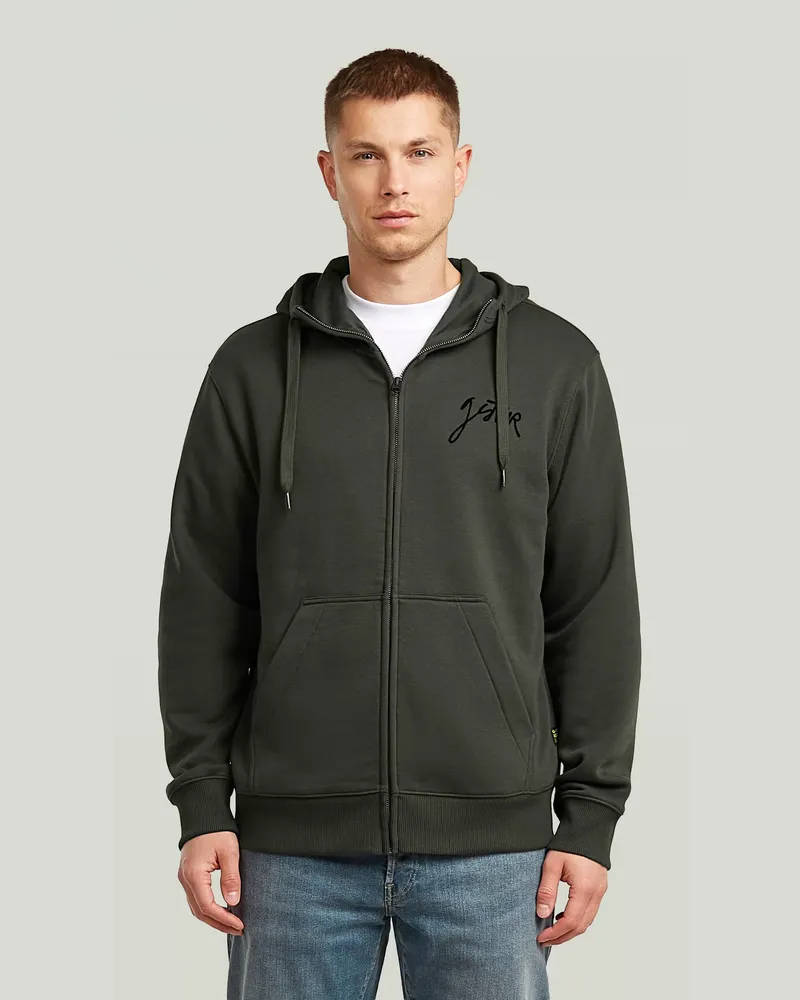 G-STAR RAW Script Hooded Zip Sweater - Grau - Herren Grau