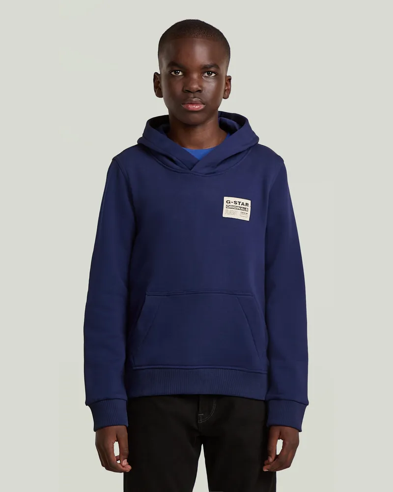 G-STAR RAW Jungen Hooded Sweatshirt Originals Patch - Mittelblau - jungen Mittelblau