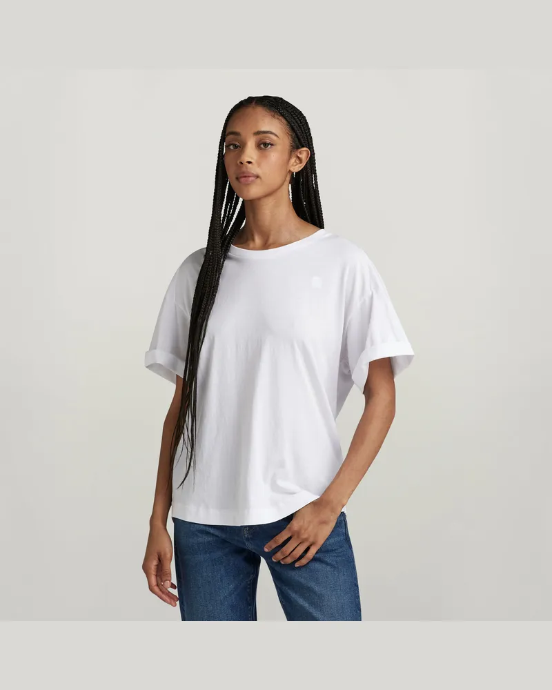 G-STAR RAW Rolled Up Sleeve Boyfriend Top - Weiß - Damen Weiß
