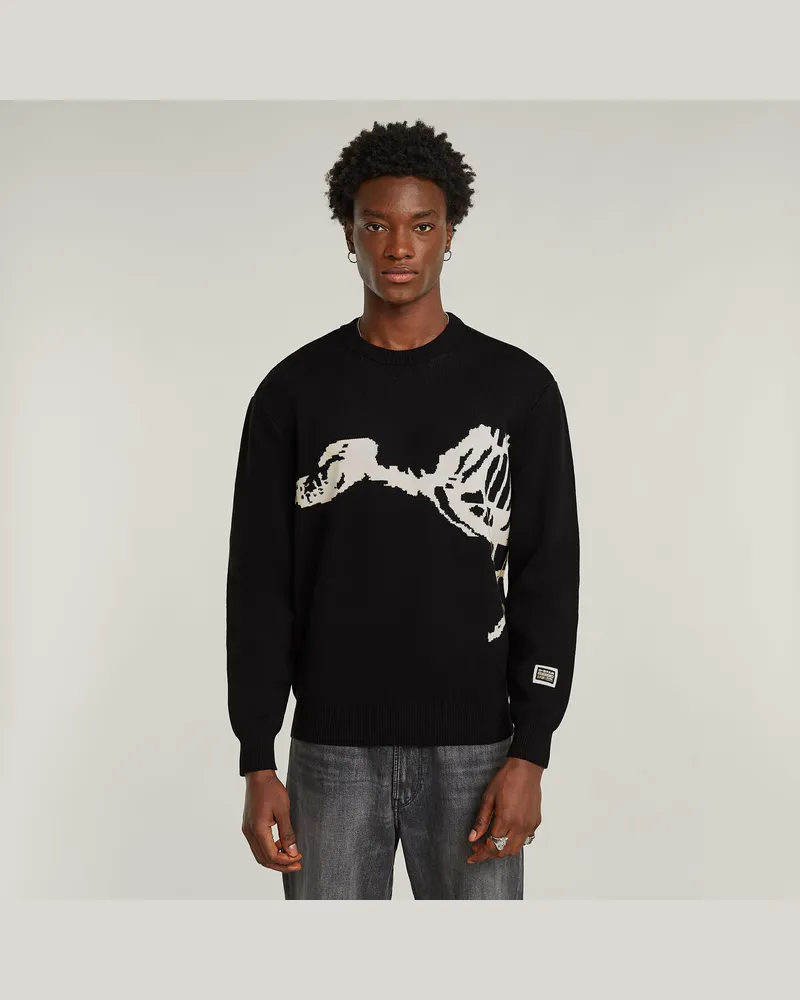 G-STAR RAW Running Dog Graphic Knitted Pullover - Schwarz - Herren