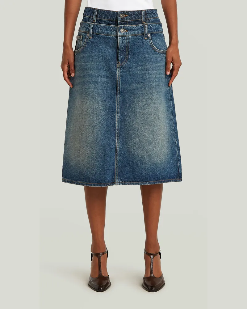 G-STAR RAW Carter Double Waistband Skirt - Mittelblau - Damen Mittelblau
