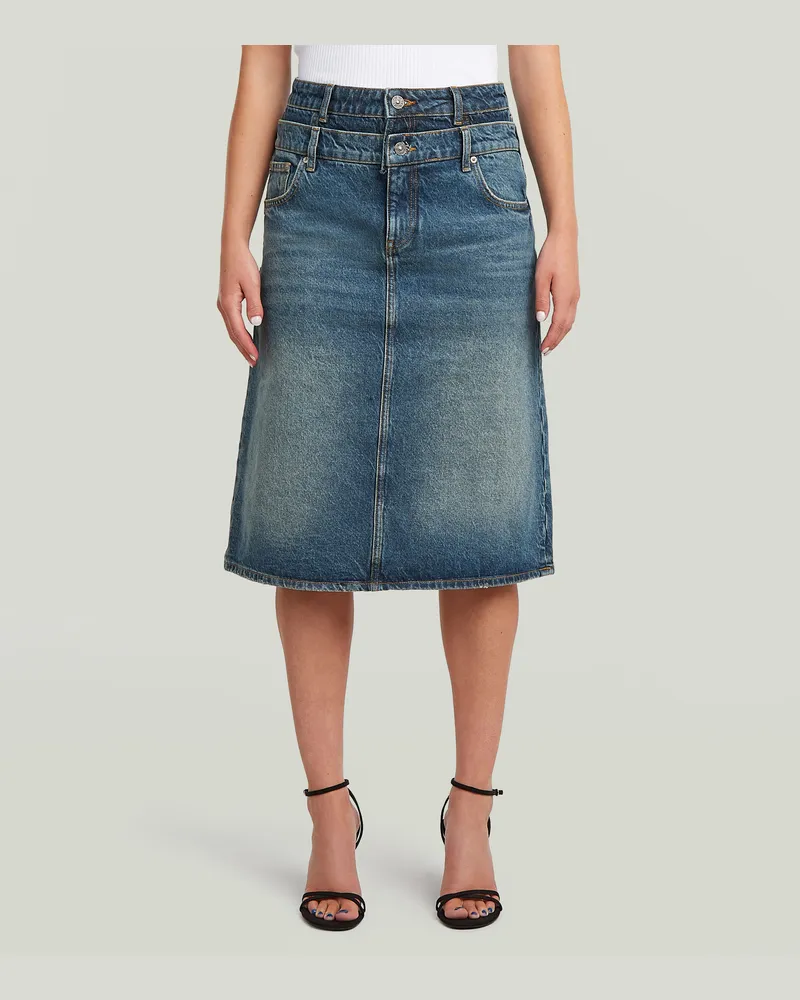 G-STAR RAW Carter Double Waistband Skirt - Mittelblau - Damen Mittelblau