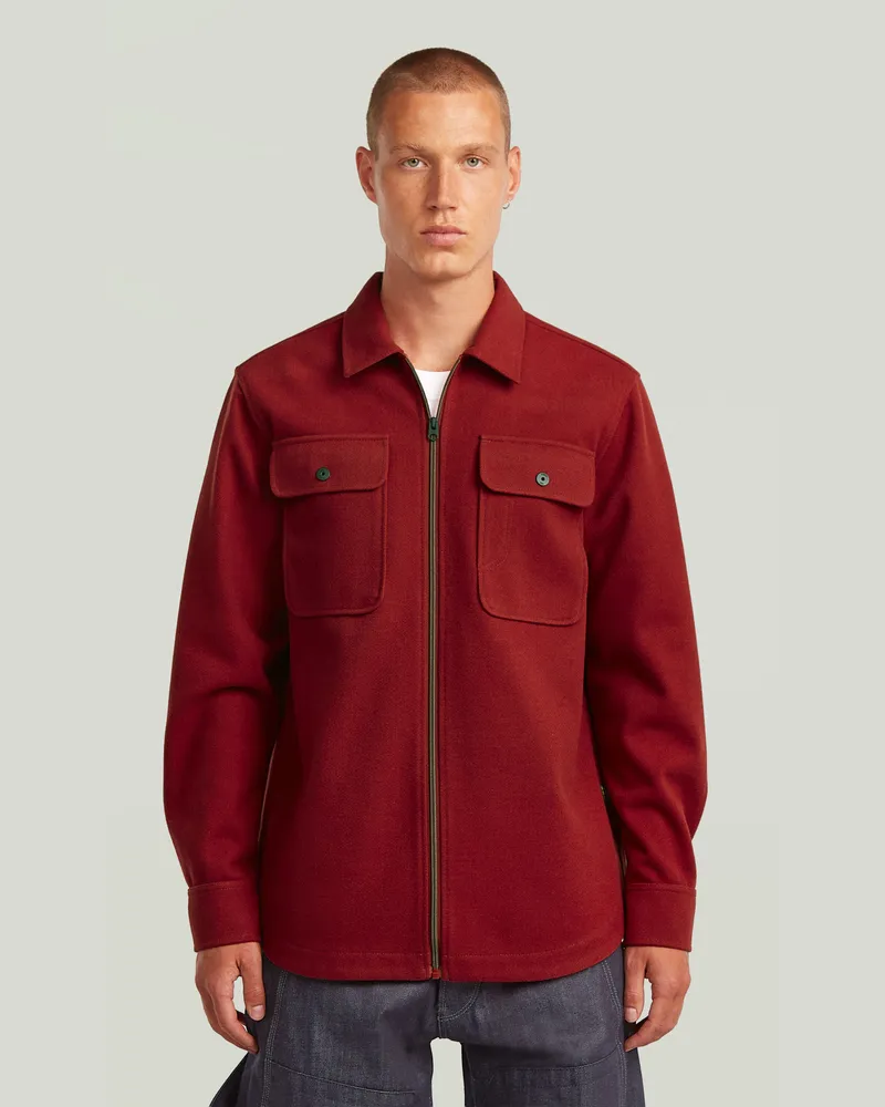 G-STAR RAW GPO Zip Overshirt - Rot - Herren Rot