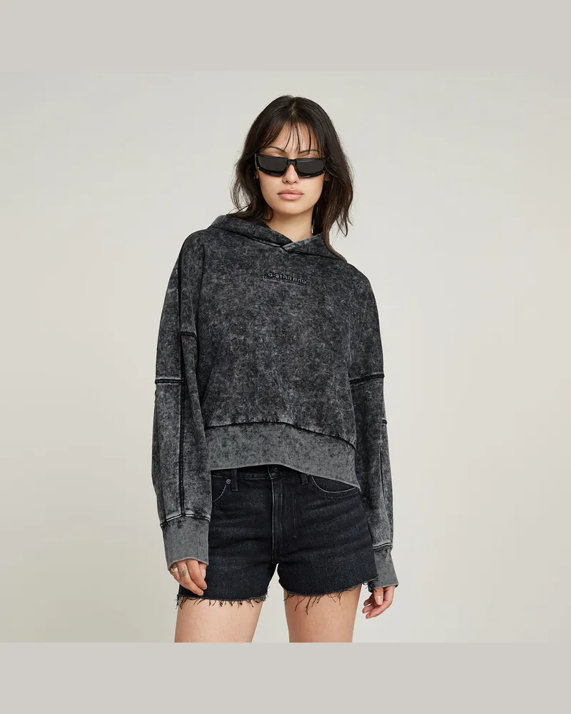 G-STAR RAW Washed Embossed Oversized Hoodie - Schwarz - Damen Schwarz