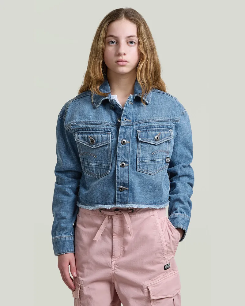 G-STAR RAW Girls Cropped Denim Jacke - Hellblau - mädchen Hellblau