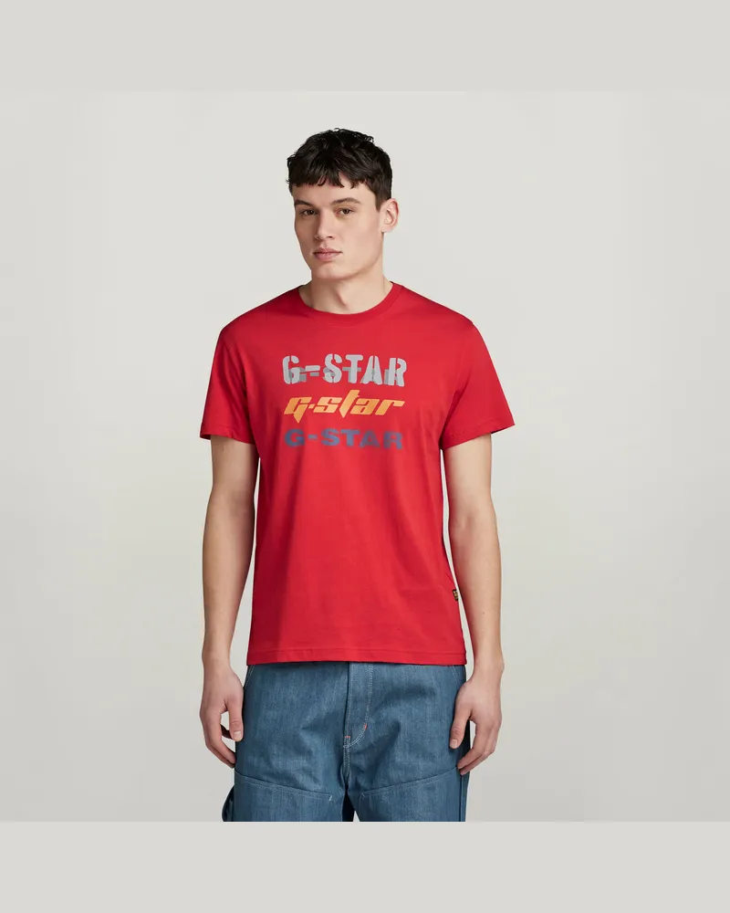 G-STAR RAW Triple Logo Graphic T-Shirt - Rot - Herren Rot