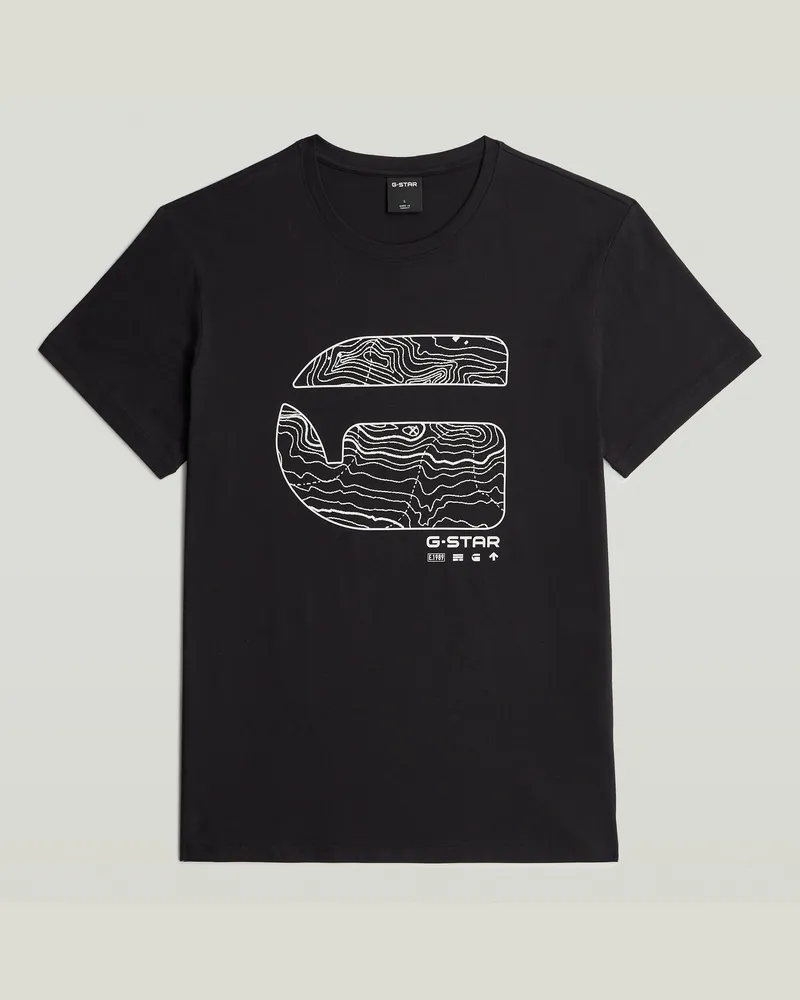 G-STAR RAW Logo Map T-Shirt - Schwarz - Herren Schwarz