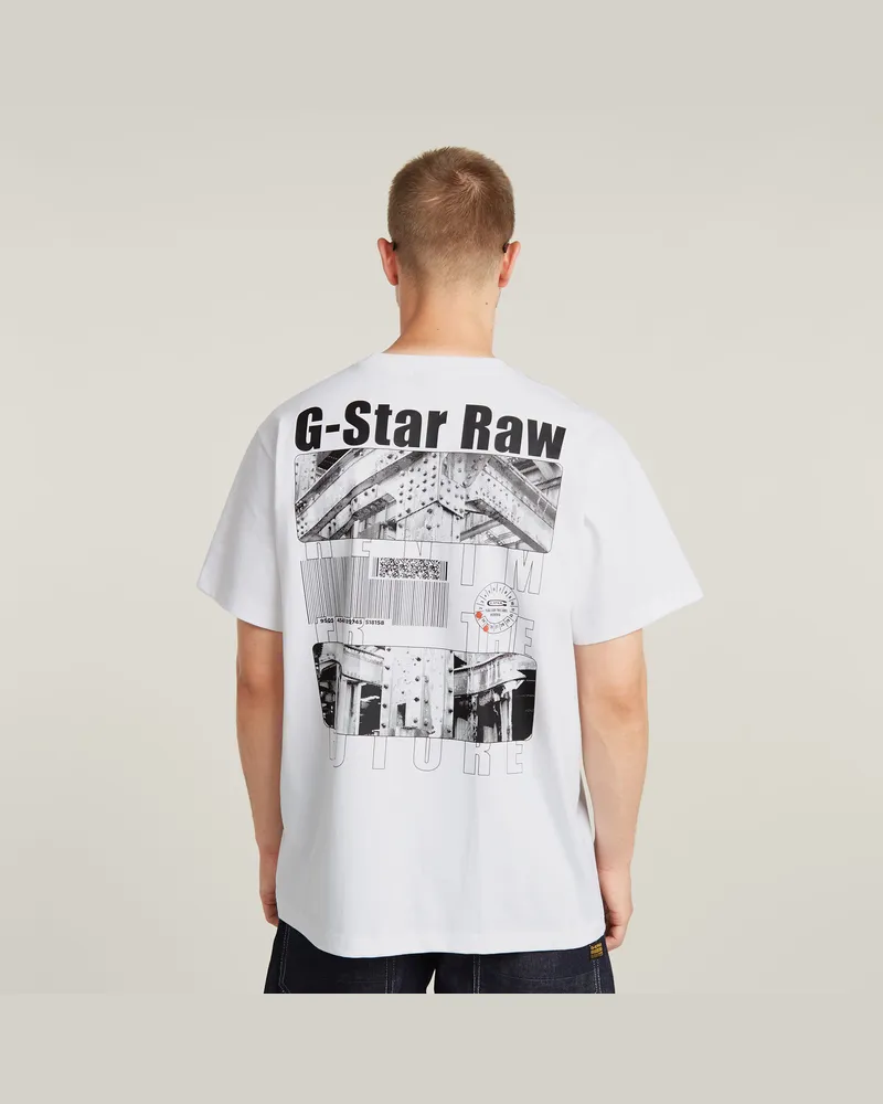 G-STAR RAW Barcode Back Graphic Loose T-Shirt - Weiß - Herren Weiß