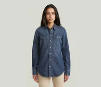 Slim Western Hemd - Dunkelblau - Damen