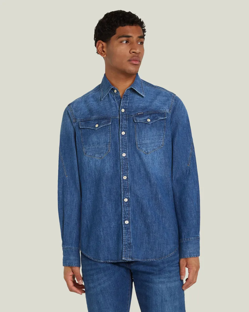 G-STAR RAW Arc 3D Slim Hemd - Mittelblau - Herren Mittelblau