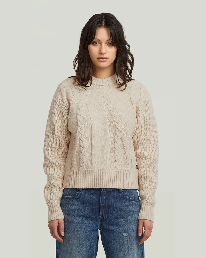 G-STAR RAW Big Cable Knit Pullover - Weiß - Damen Weiß