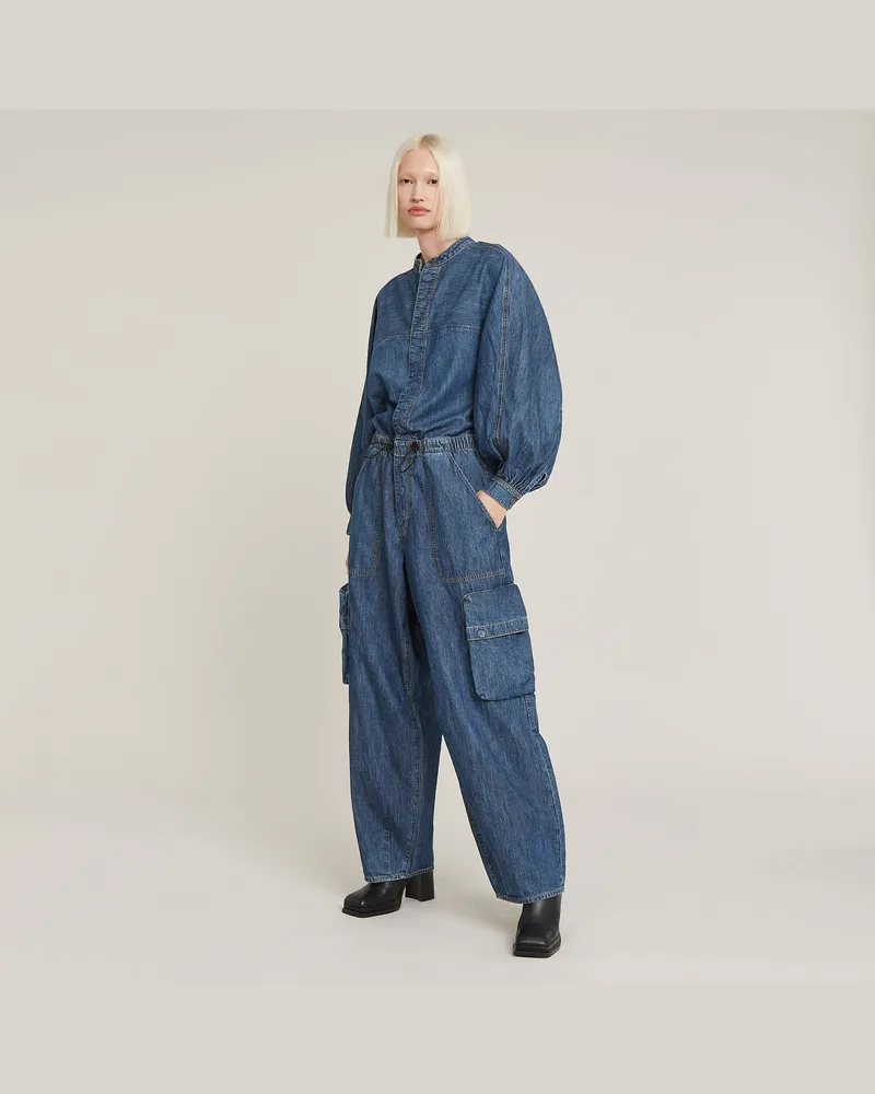 G-STAR RAW Balloon Jumpsuit - Mittelblau - Damen Mittelblau