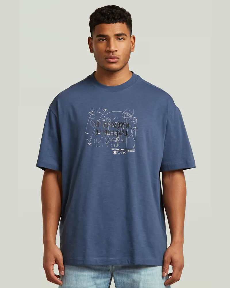 G-STAR RAW Coord Graphic Relaxed T-Shirt - Mittelblau - Herren Mittelblau