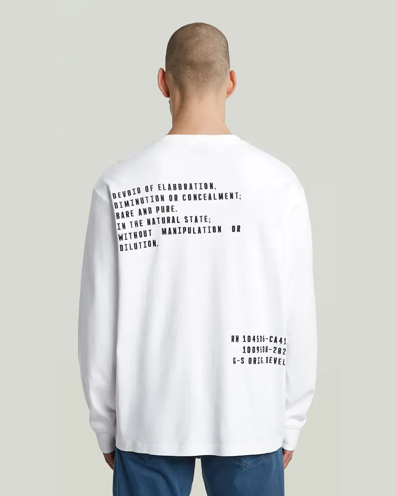 G-STAR RAW Back Embro Text Loose T-Shirt - Weiß - Herren Weiß