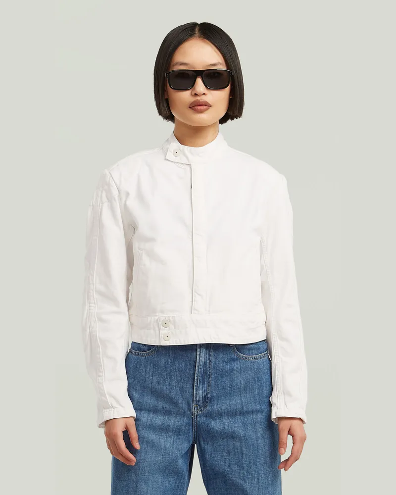 G-STAR RAW Short Moto Jacke - Weiß - Damen Weiß