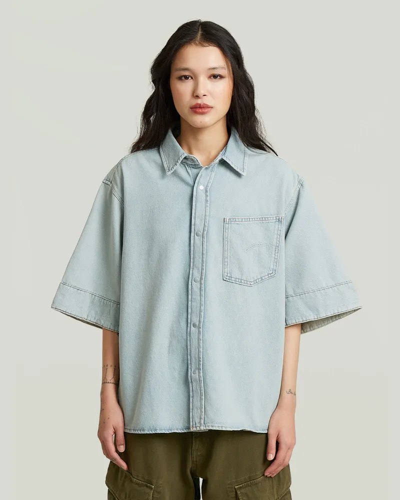 G-STAR RAW Carter One Pocket Denim Hemd - Hellblau - Damen Hellblau