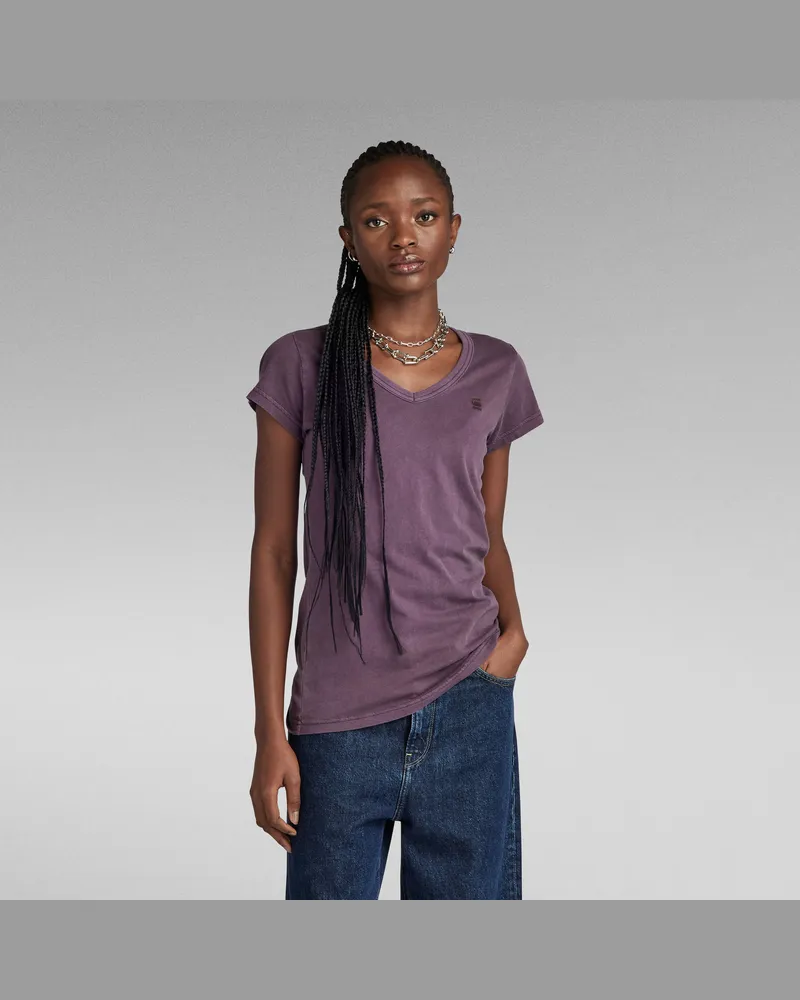 G-STAR RAW Eyben Slim V-Neck Top - Lila - Damen Lila