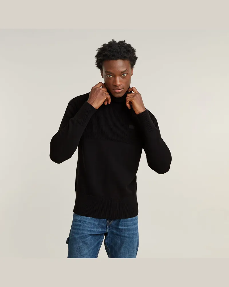G-STAR RAW Knitted Turtle Neck Pullover Fisherman - Schwarz - Herren