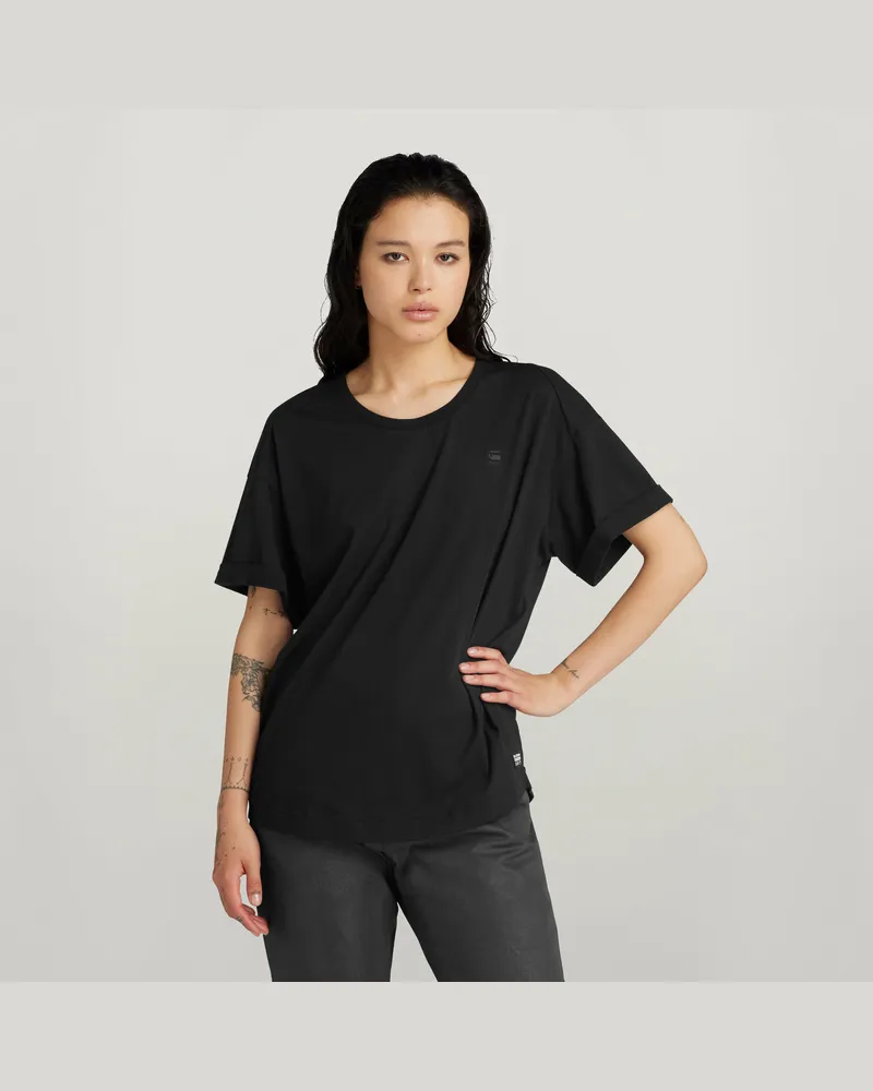 G-STAR RAW Rolled Up Sleeve Boyfriend Top - Schwarz - Damen Schwarz