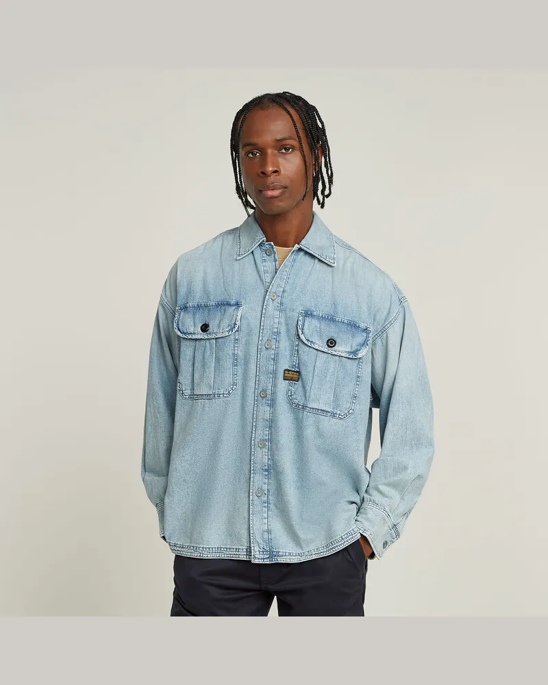 G-STAR RAW 2 Pocket Pleated Boxy Hemd - Hellblau - Herren Hellblau