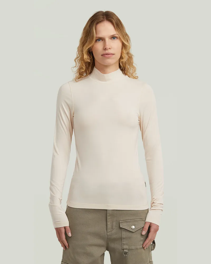 G-STAR RAW Mock Slim T-Shirt - Weiß - Damen Weiß